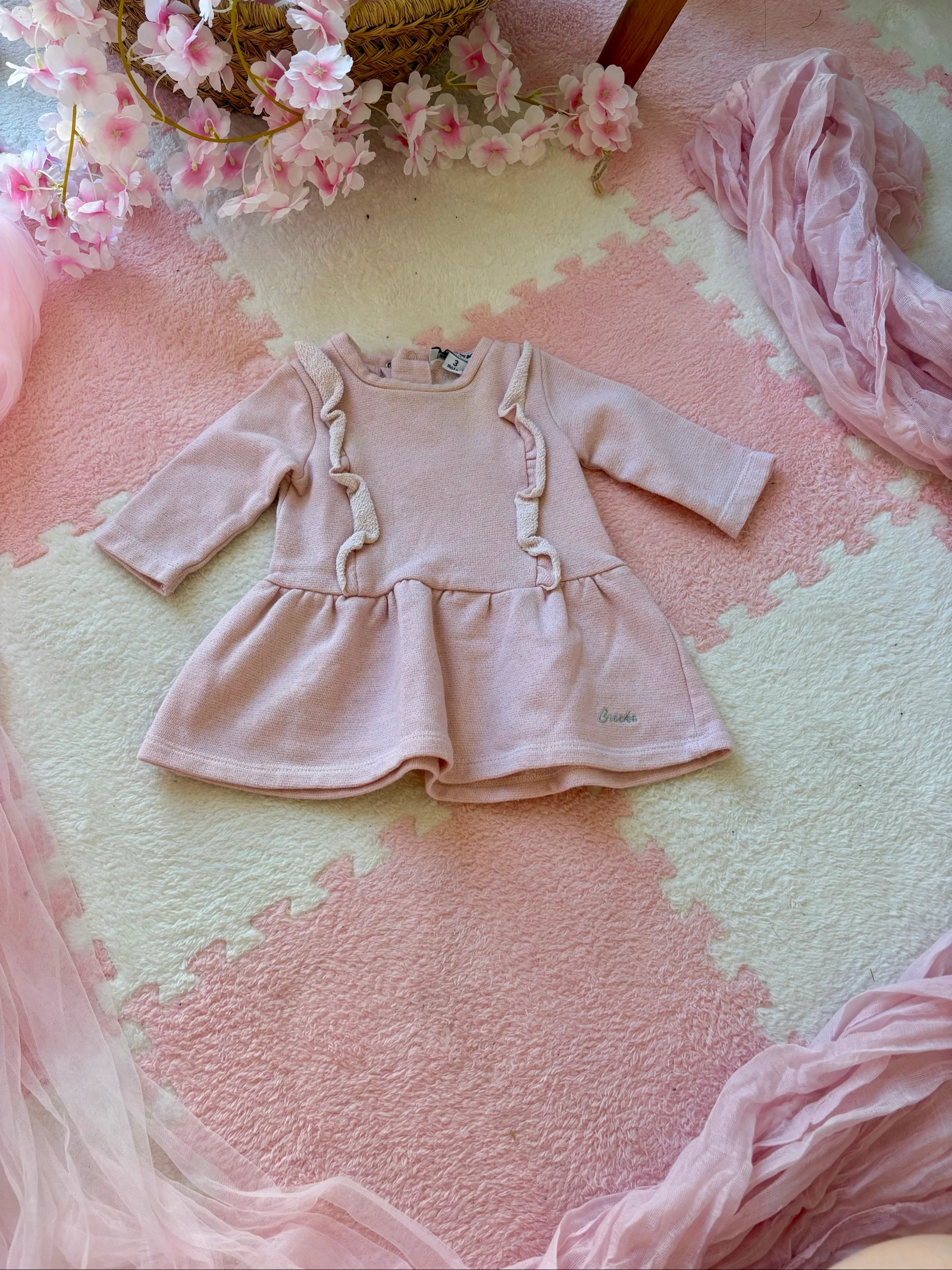 Robe bébé fille rose poudré Creeks – 3 mois